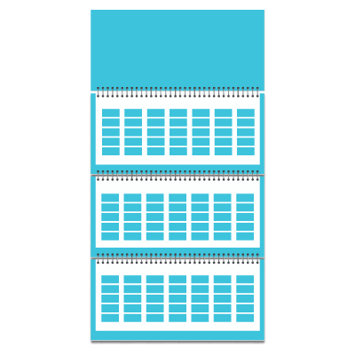 Folded three-month calendars