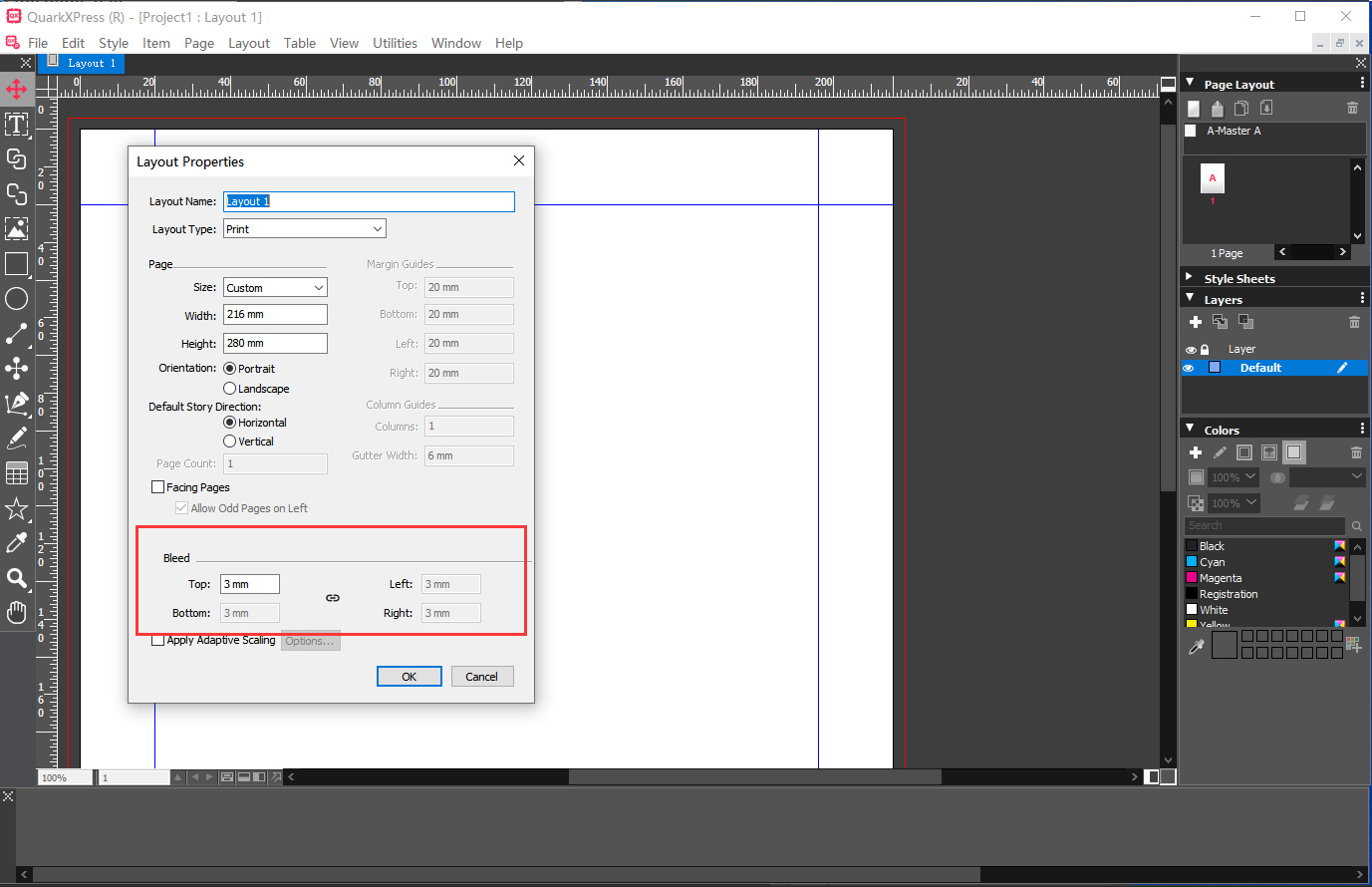 Add Bleed in QuarkXPress Method 2 step 2