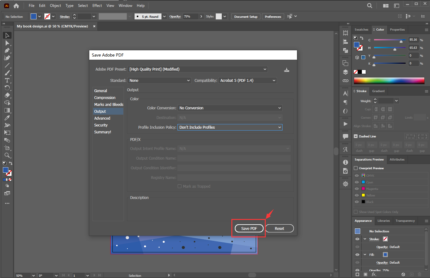 How to Export PDFs from Adobe Illustrator step 6