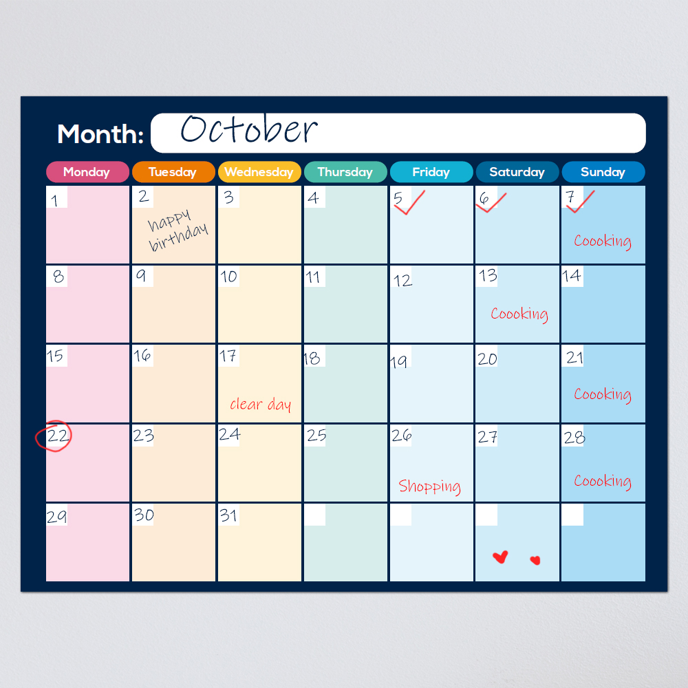 custom made magnetic dry erase calendars